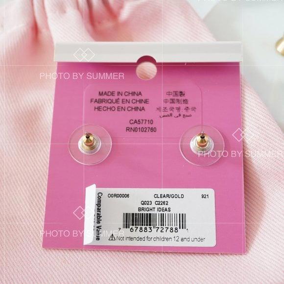 Kate Spade Bright Ideas Stud Earrings Gold/ Clear - Picture 3 of 6